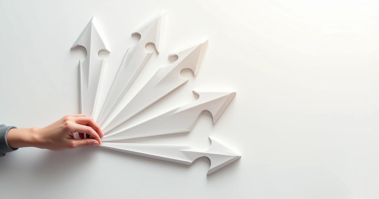 Escolhas simbolizadas por setas em diferentes direções