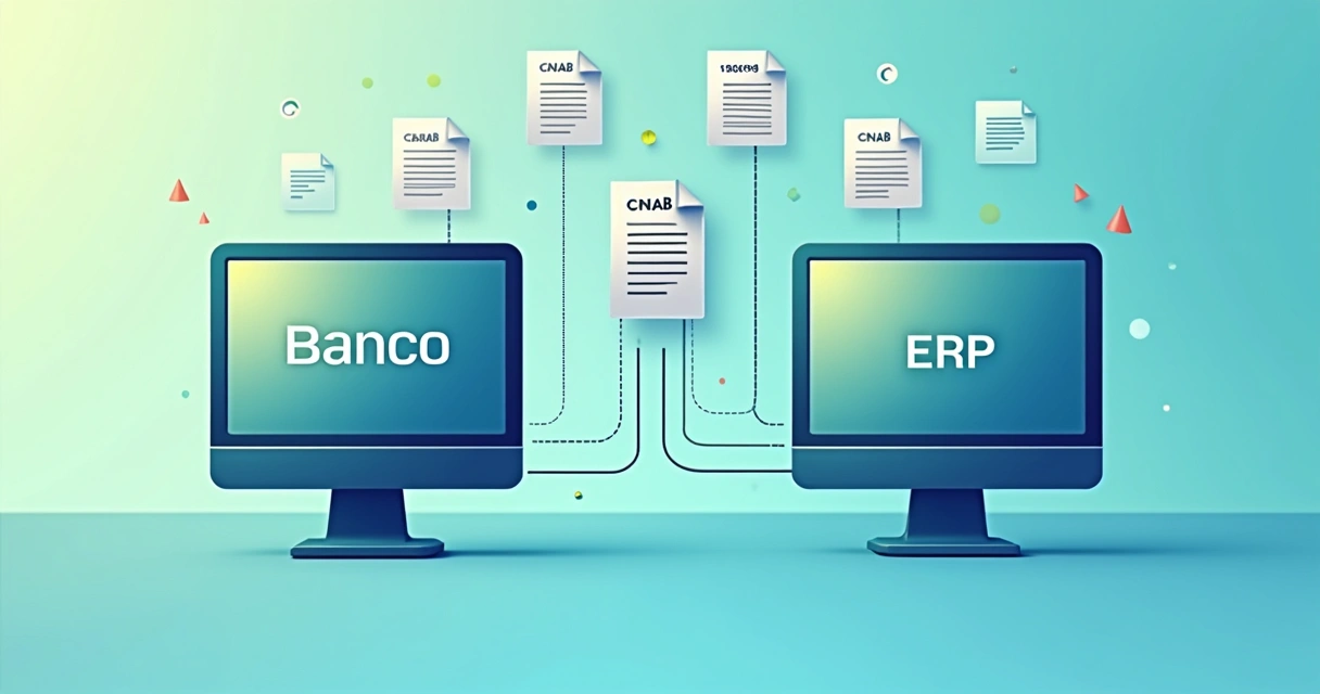 Ilustração sobre arquivos padronizados CNAB entre banco e ERP 