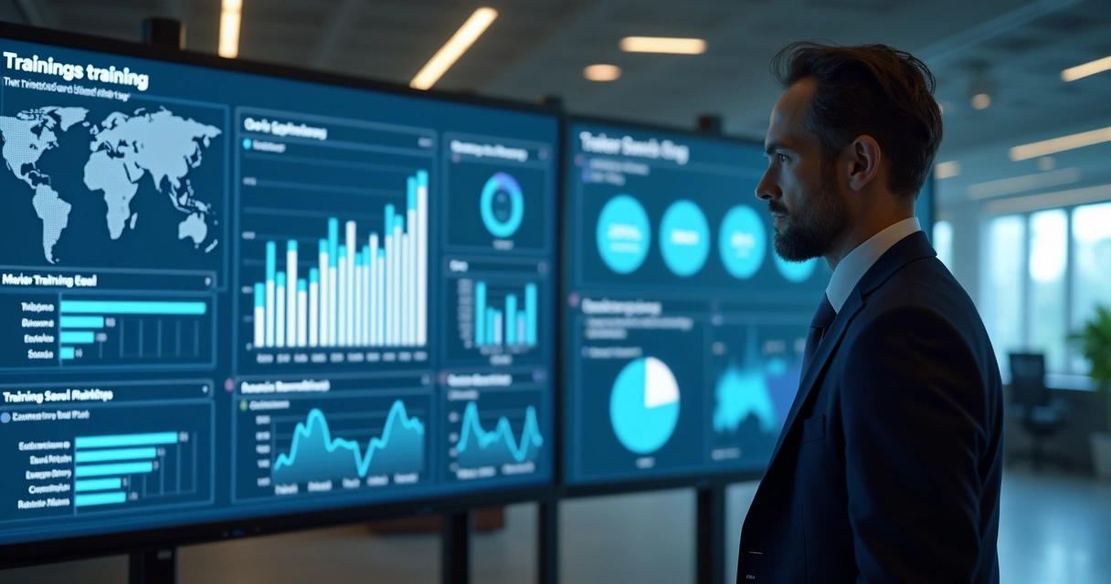 Gestor acompanhando dados de treinamento digital