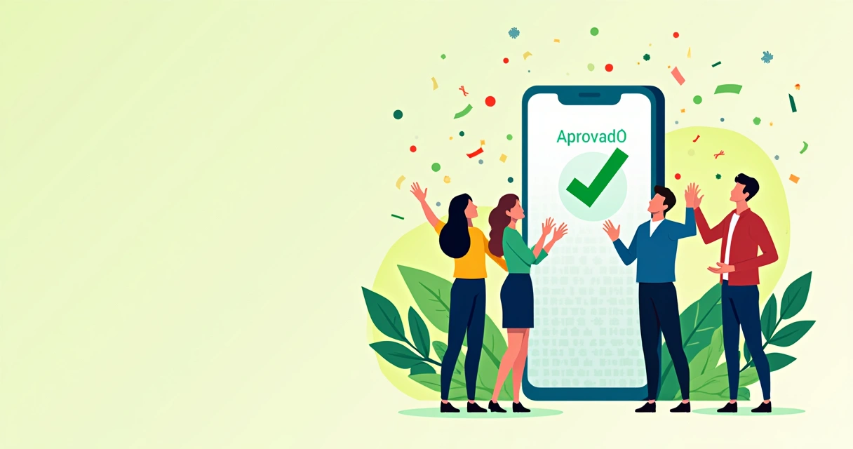 Confirmação de pagamento aprovado em tela de celular 