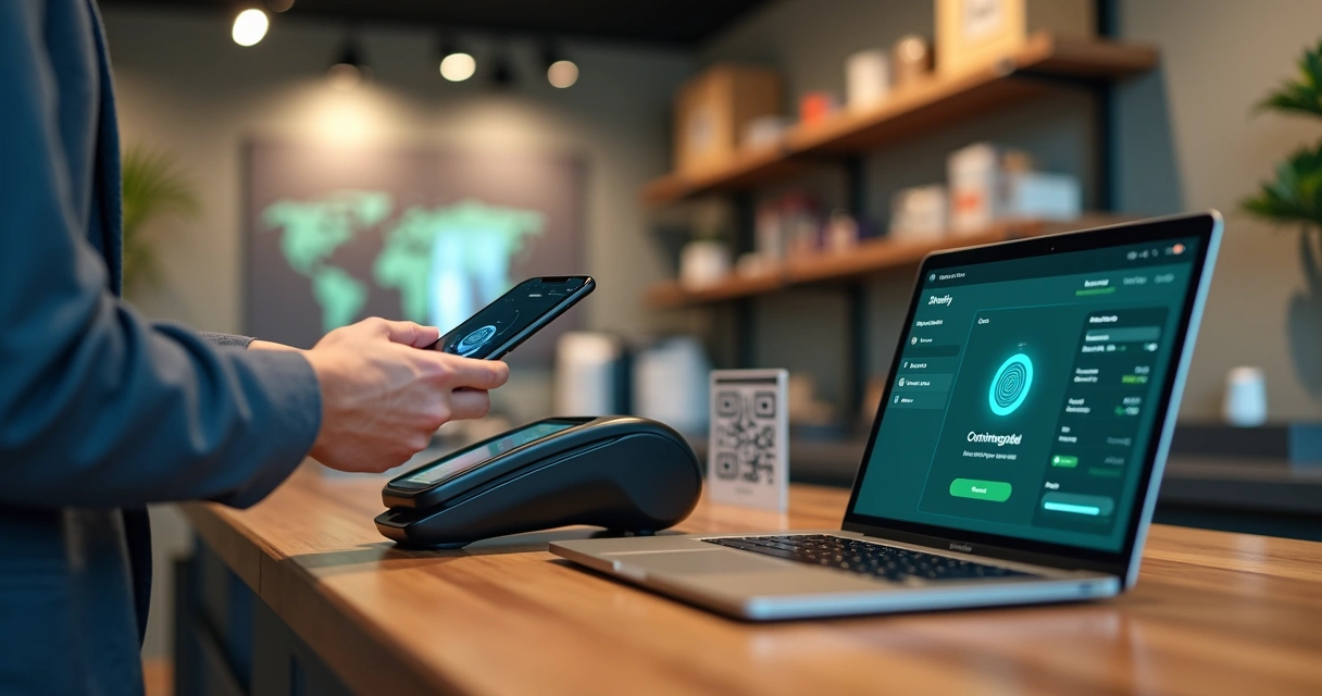 Cliente usando pagamento por aproximação em maquininha integrada ao e-commerce 