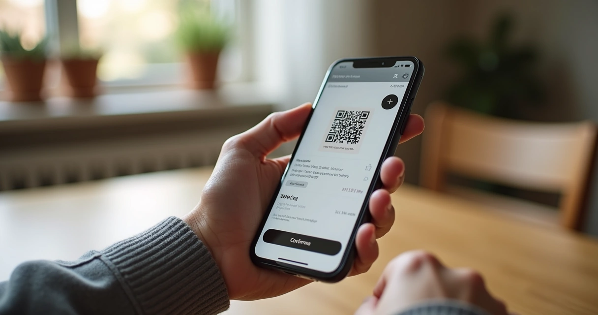 Pessoa pagando boleto com cartão de crédito pelo celular com interface de aplicativo financeiro na tela 