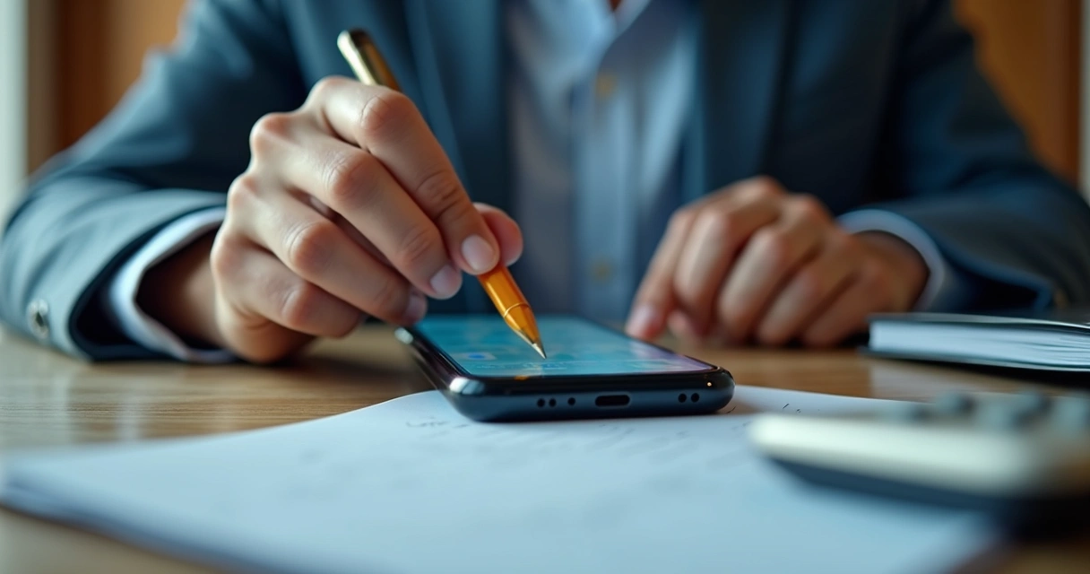 Celular exibindo pagamento de contas via blockchain