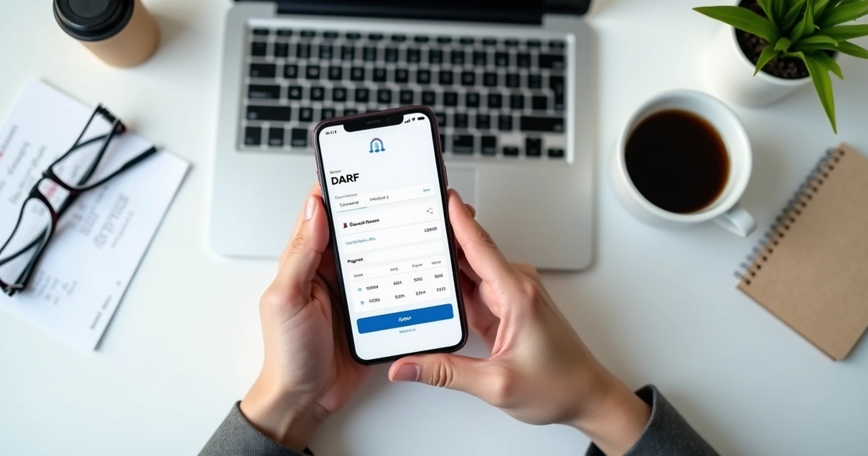 Pagamento de DARF sendo feito via celular em internet banking 