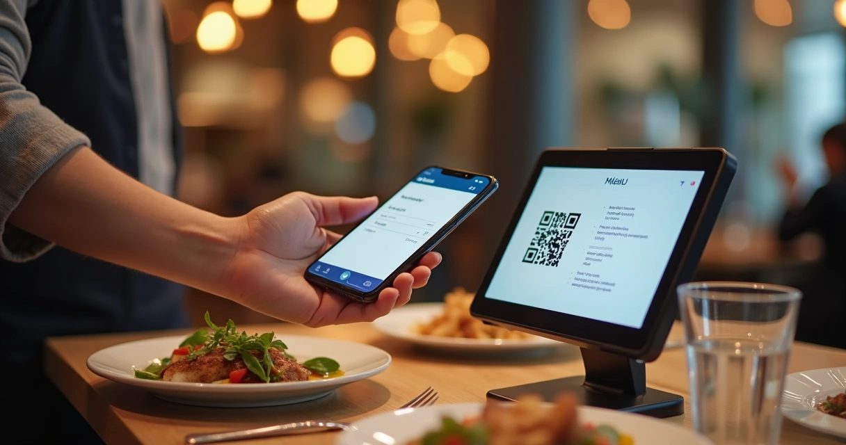 Pagamento digital com QR Code em restaurante 