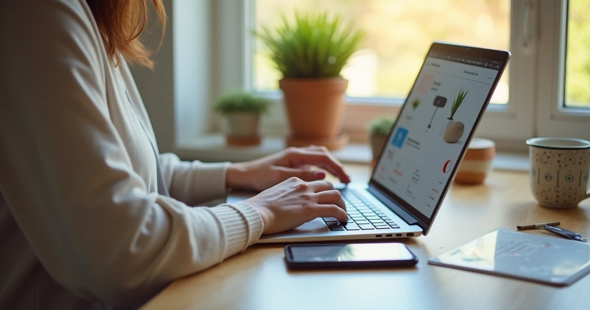 Cliente realizando pagamento online em site de decoração 