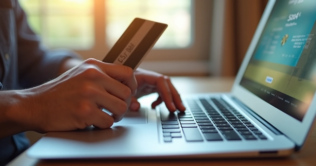 Pessoa efetuando pagamento online em um site de hotel