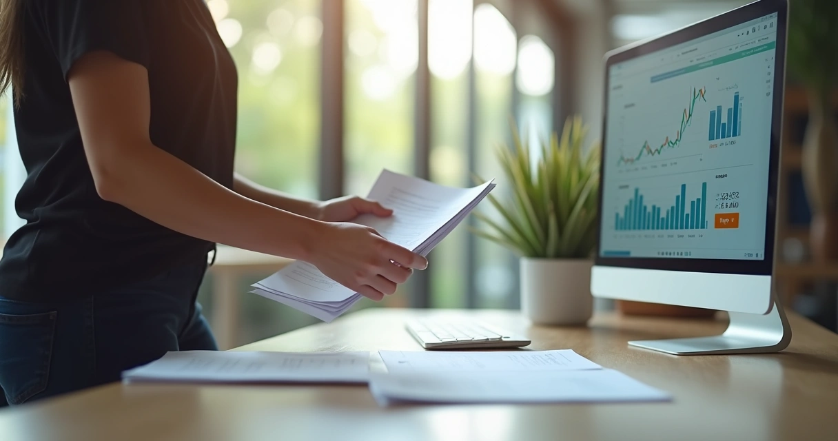Pessoa entregando documentos bancários para leilão de imóvel 