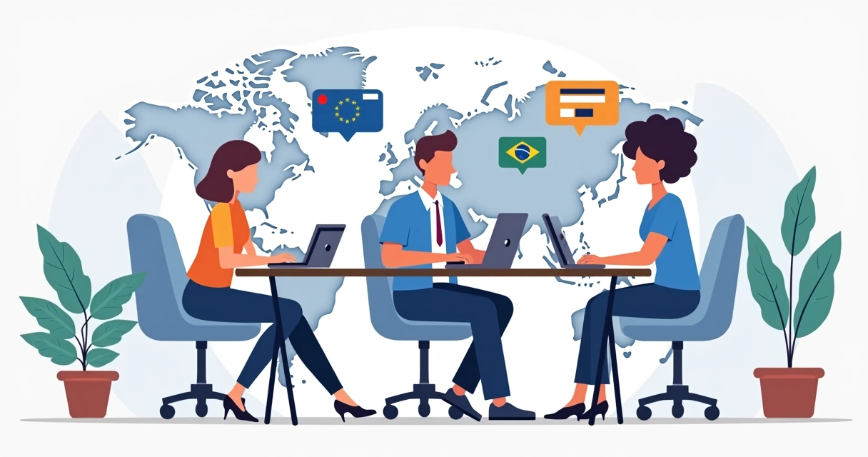 Clientes de diferentes regiões efetuando pagamentos online 