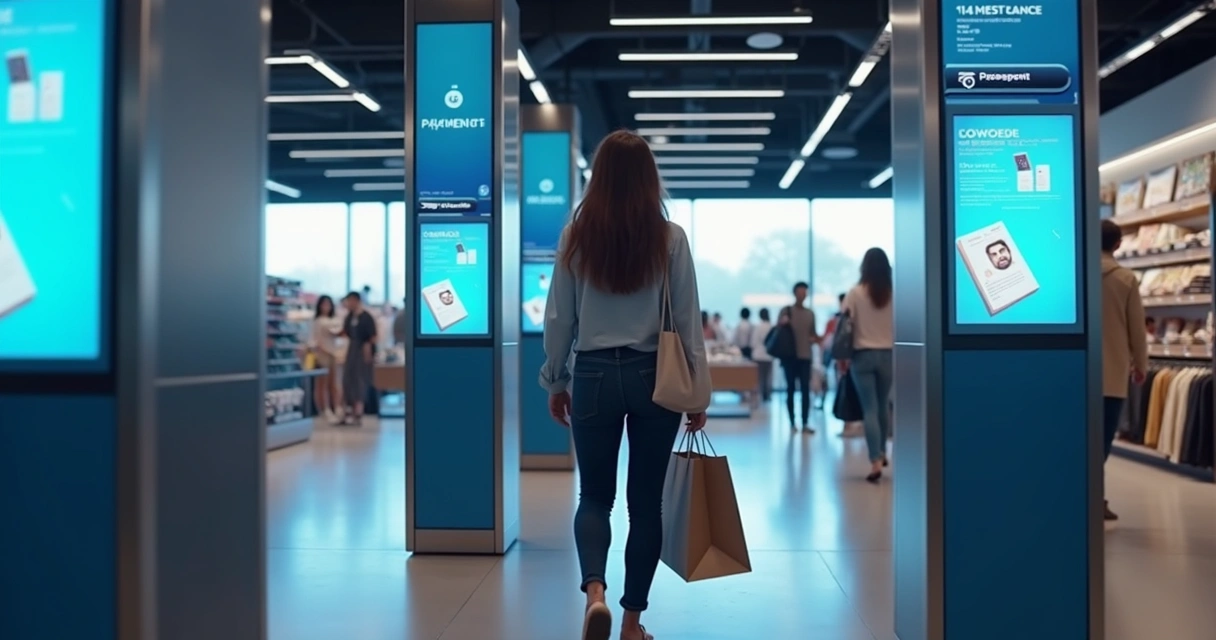 Pessoa passando por portão digital com pagamento automático 