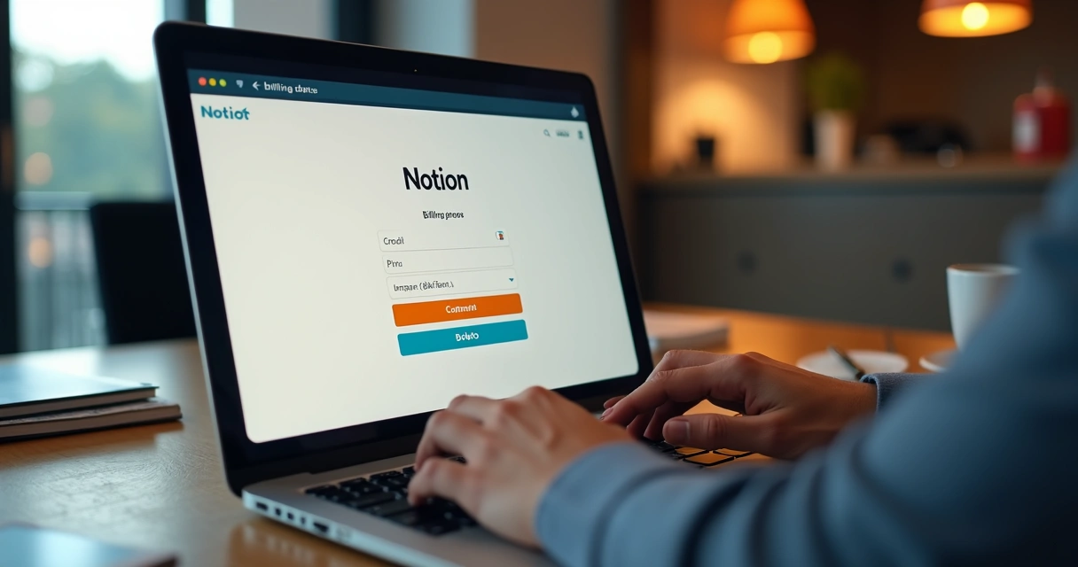 Tela de pagamento online do Notion sendo preenchida em computador 