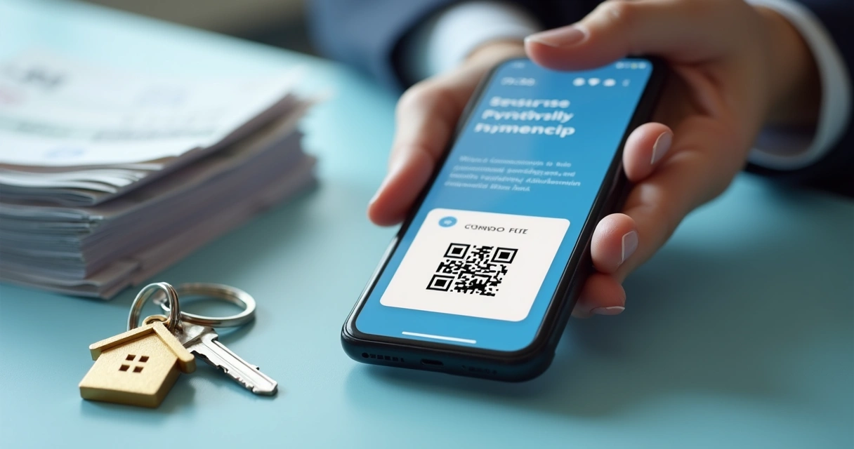 Tela de celular mostrando pagamento de taxa condominial via Pix 