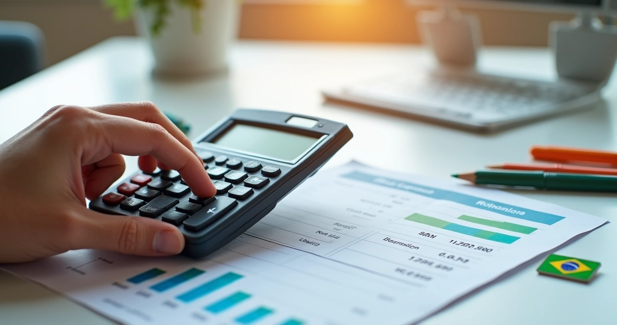 Pessoa calculando valores de pensão alimentícia em planilha