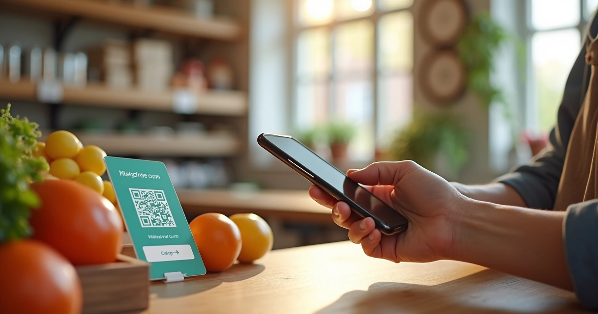 Pagamento com QR code em loja de bairro 