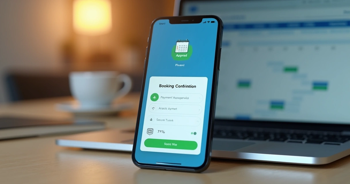 Celular exibindo pagamento digital vinculado a reserva