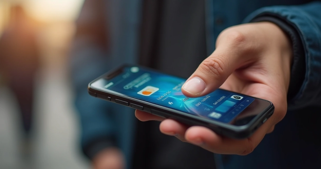 Smartphone exibindo função Tap on Phone durante pagamento contactless 