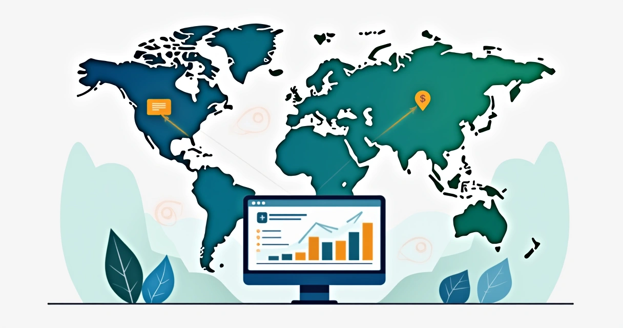 Interface digital mostrando pagamentos globais conectados por linhas 