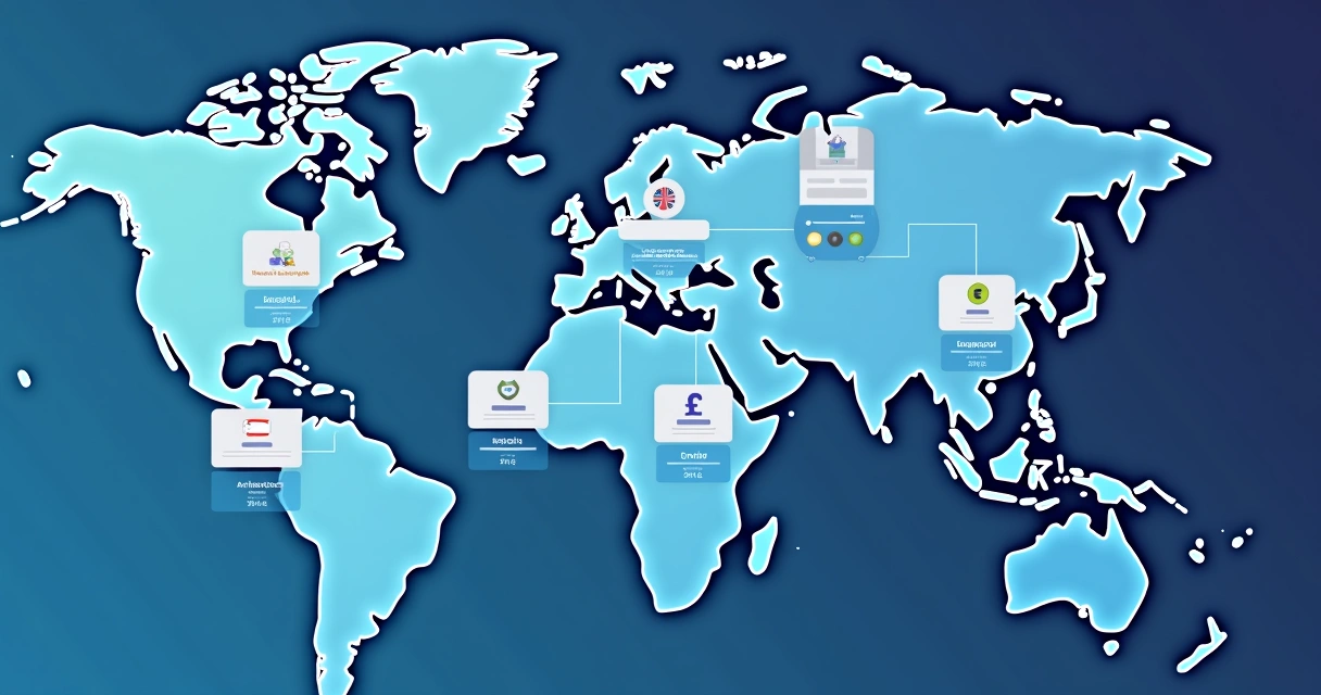Representação de pagamentos internacionais na Shopify com diferentes moedas e bandeiras 
