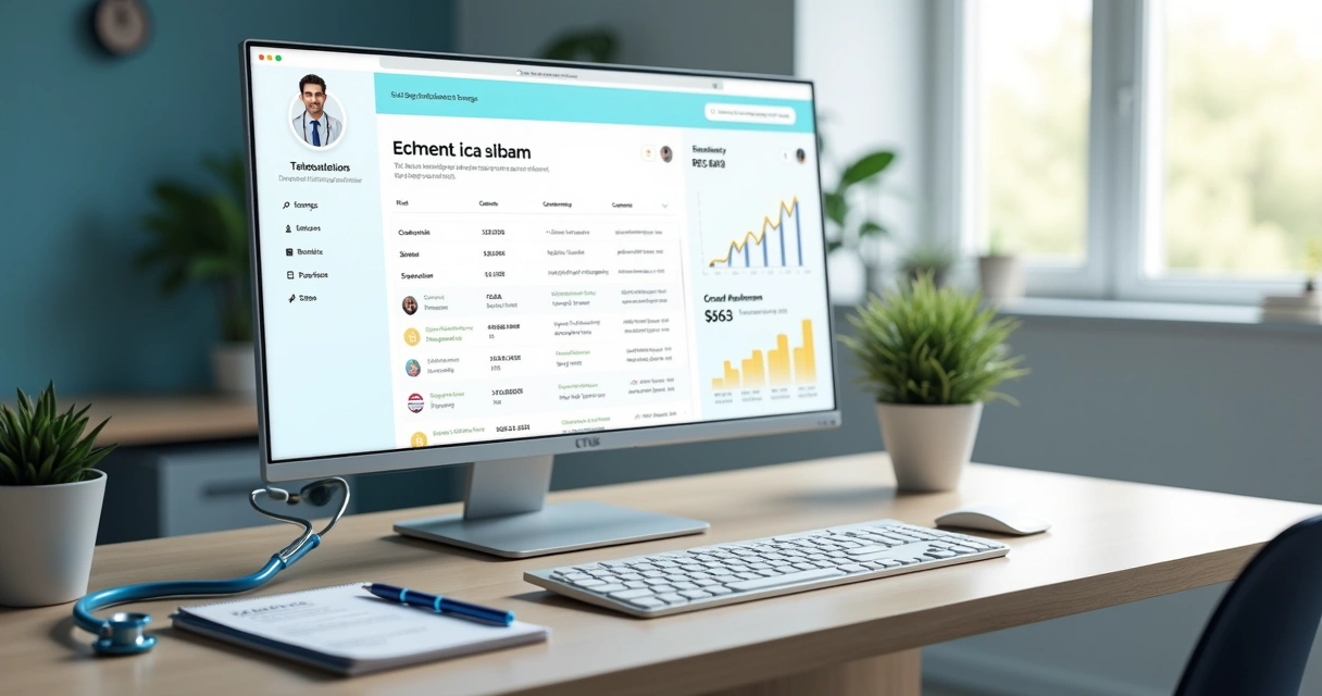 Interface de telemedicina exibindo painel de pagamentos digitais 
