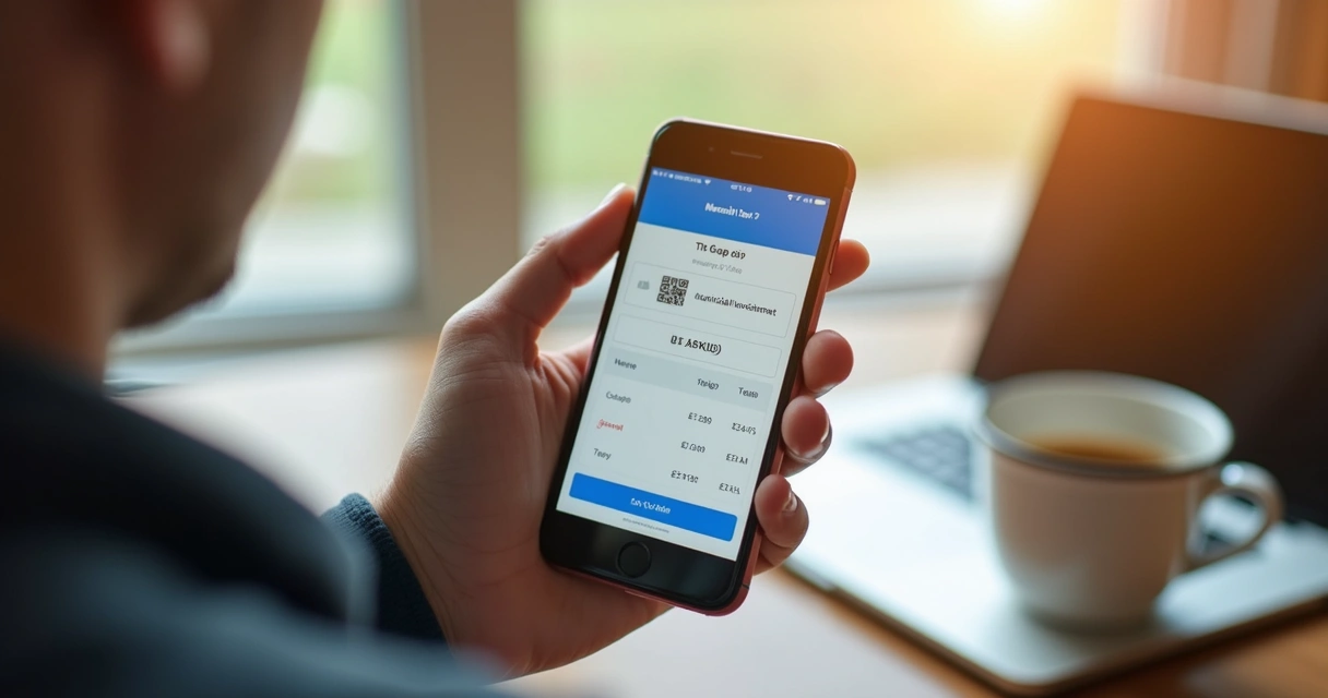 Pessoa pagando boleto de imposto pelo celular em casa 