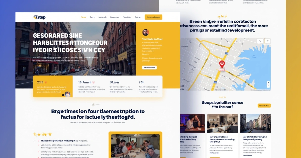 Página dedicada a serviços de marketing em bairro urbano 