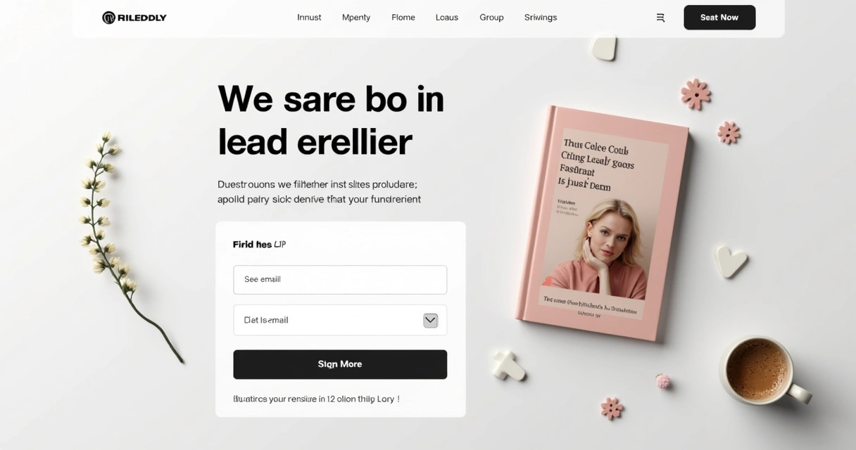 Exemplo de página de captura de isca digital com formulário simples e design limpo 