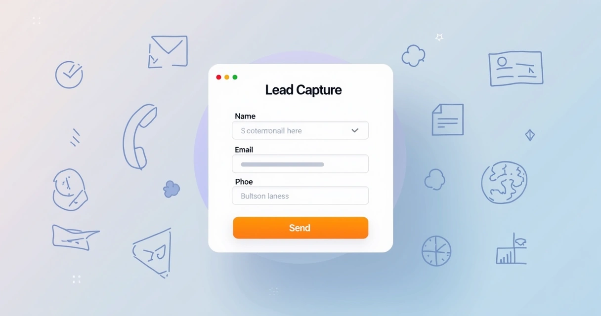 Formulário de captura com campos visíveis ao centro, botão destacando ação de enviar. 