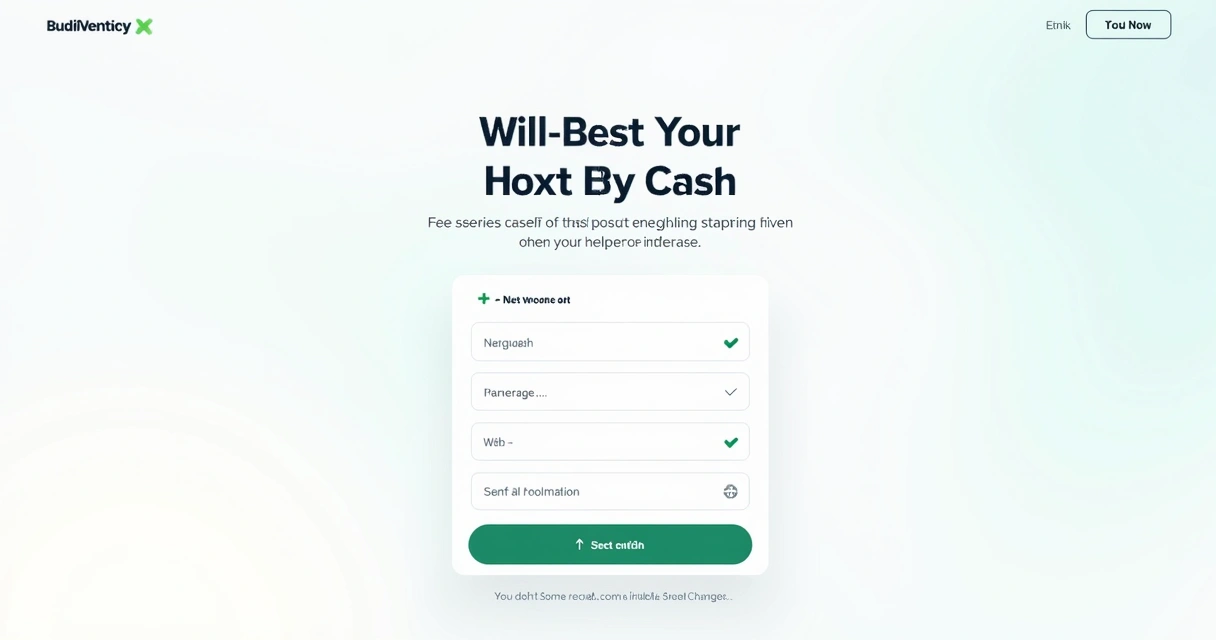 Página de captura minimalista, grande, com tipografia clara e poucas cores destacando o formulário 