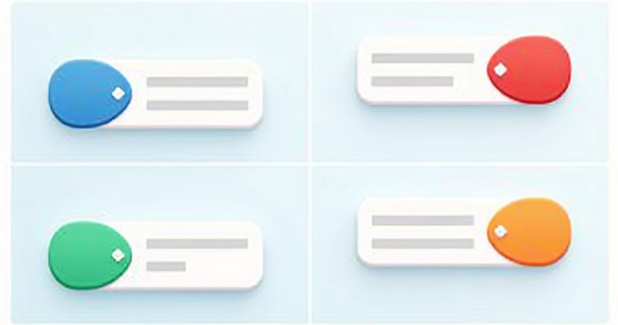 Página com botões de CTA em cores e formatos variados 