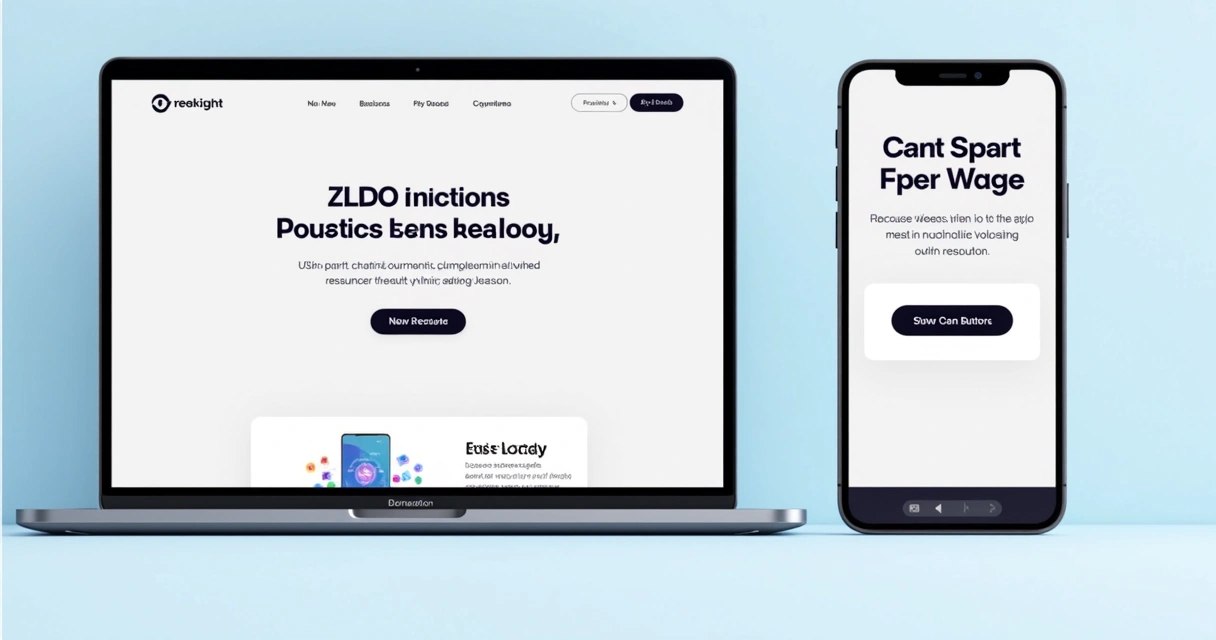 Tela dividida mostrando uma landing page rápida em desktop e sua versão móvel adaptada 