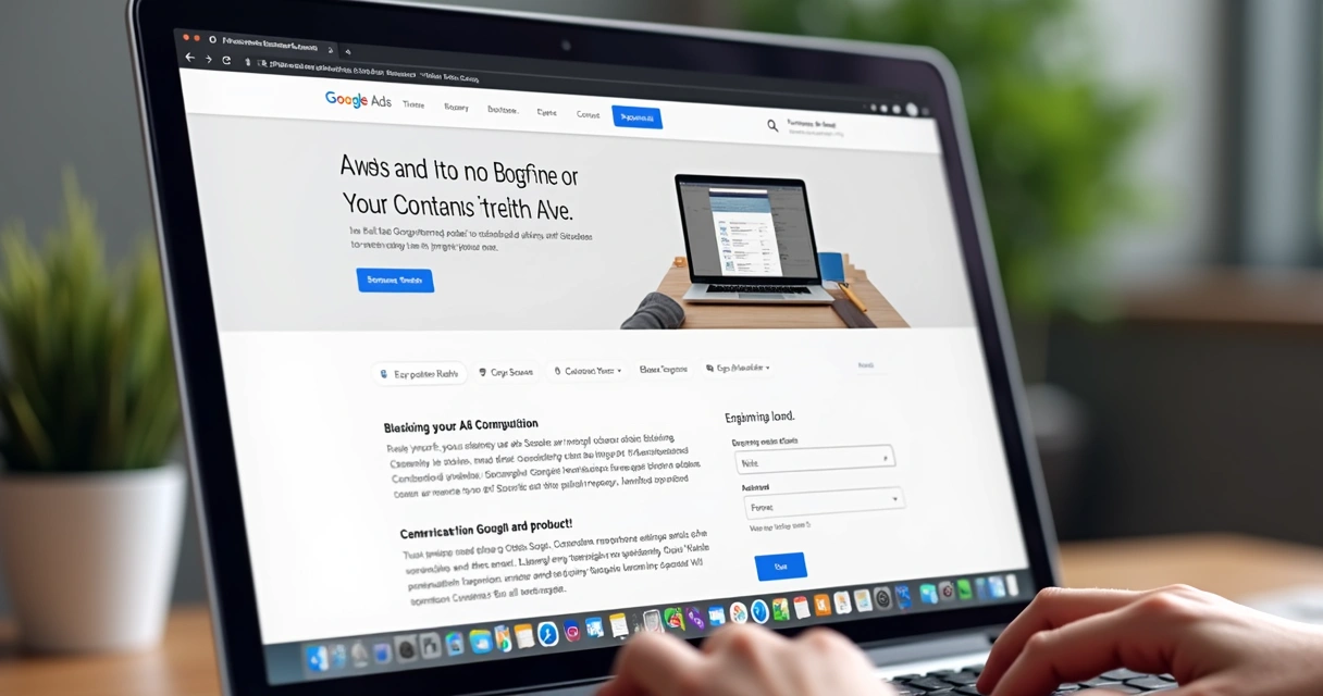 Página de destino de anúncio do Google com formulário de cadastro 