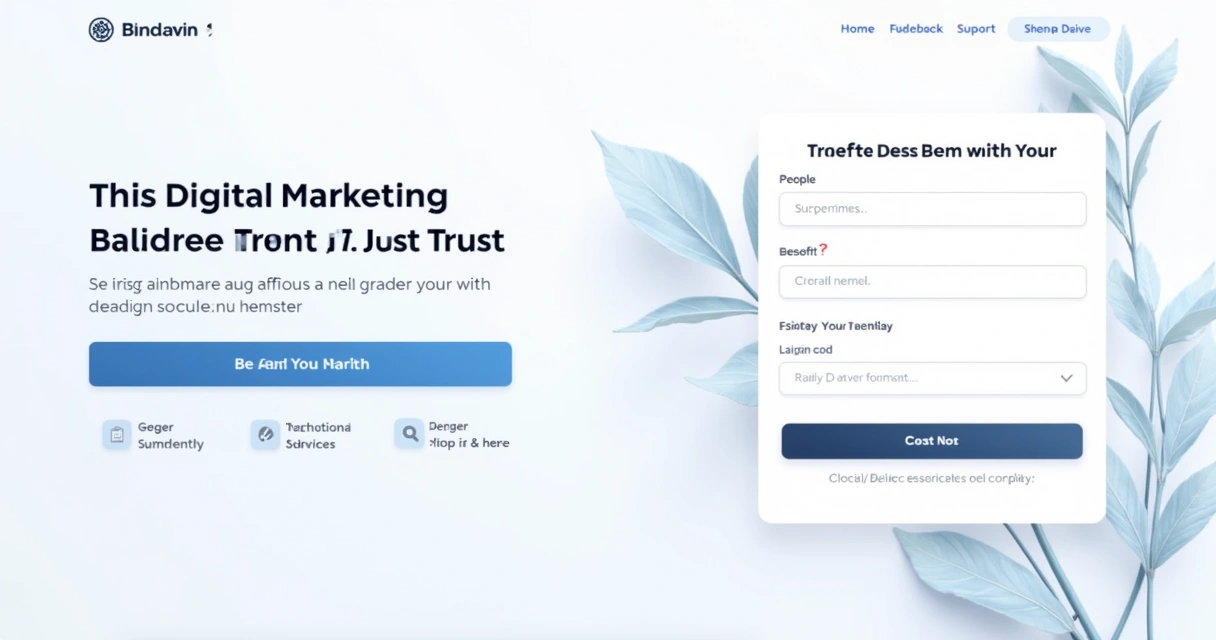 Layout limpo de uma página de destino com formulário simples 
