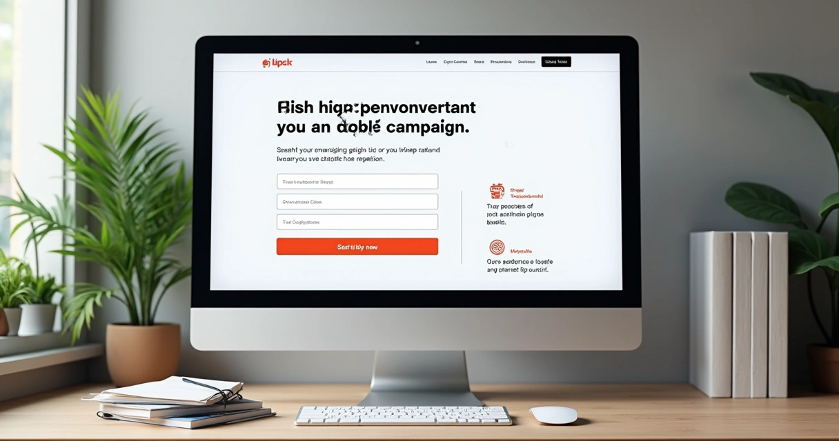 Tela de computador exibindo landing page otimizada 
