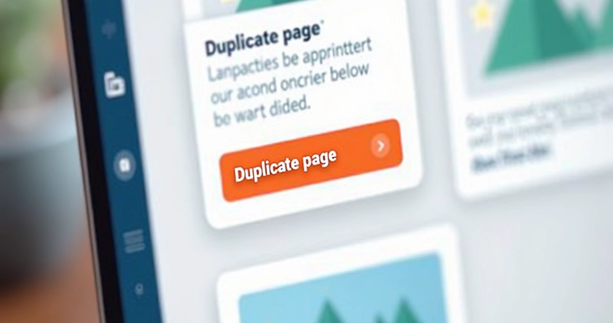 Tela de clonagem de página em construtor visual com botões destacados 