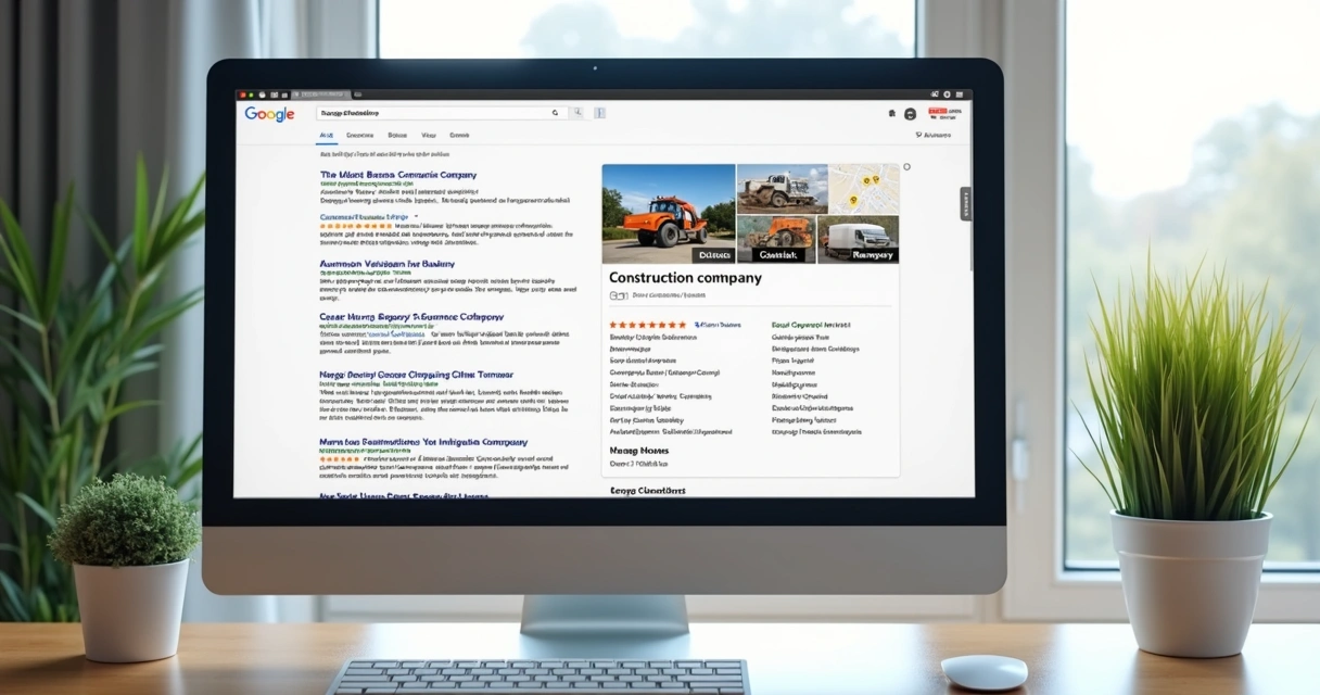 Página de pesquisando Google exibindo construtora nos primeiros resultados. 