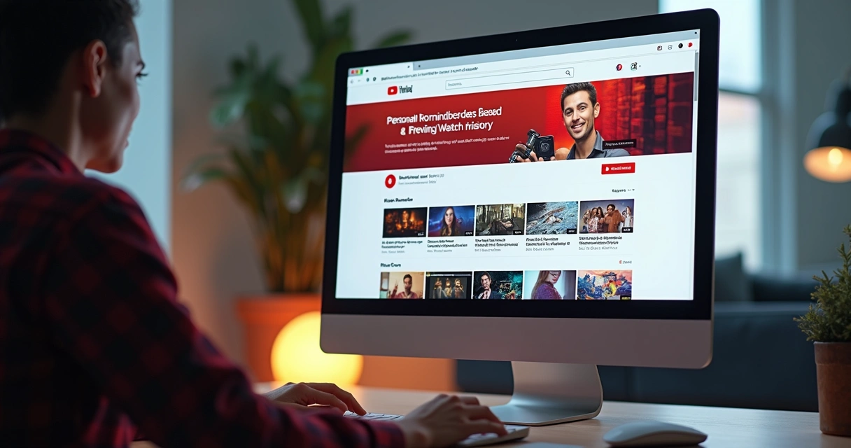 Página inicial personalizada do YouTube em tela de computador 
