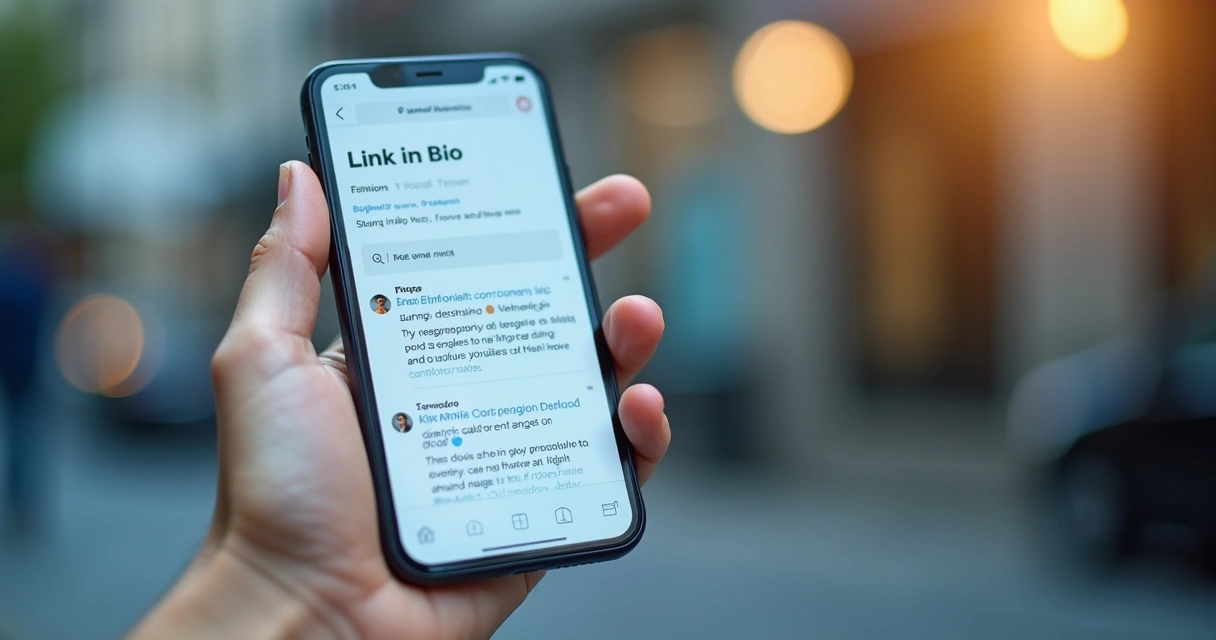 Página de link na bio exibida em tela de smartphone, com botões grandes e layout mobile amigável para navegação com o dedo