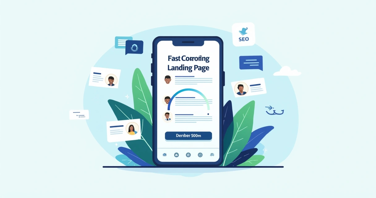 Tela mobile de landing page rápida com CTA visível 