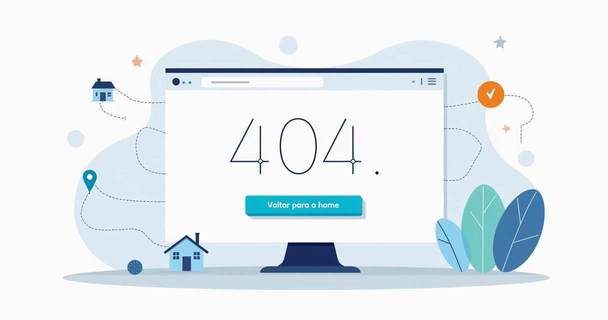 Ilustração de tela 404 com botão para voltar à página inicial 