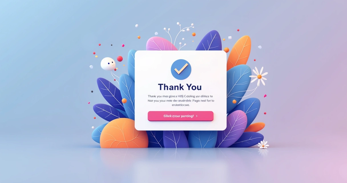 Página de agradecimento após envio de formulário, com mensagem clara e visual amigável. 