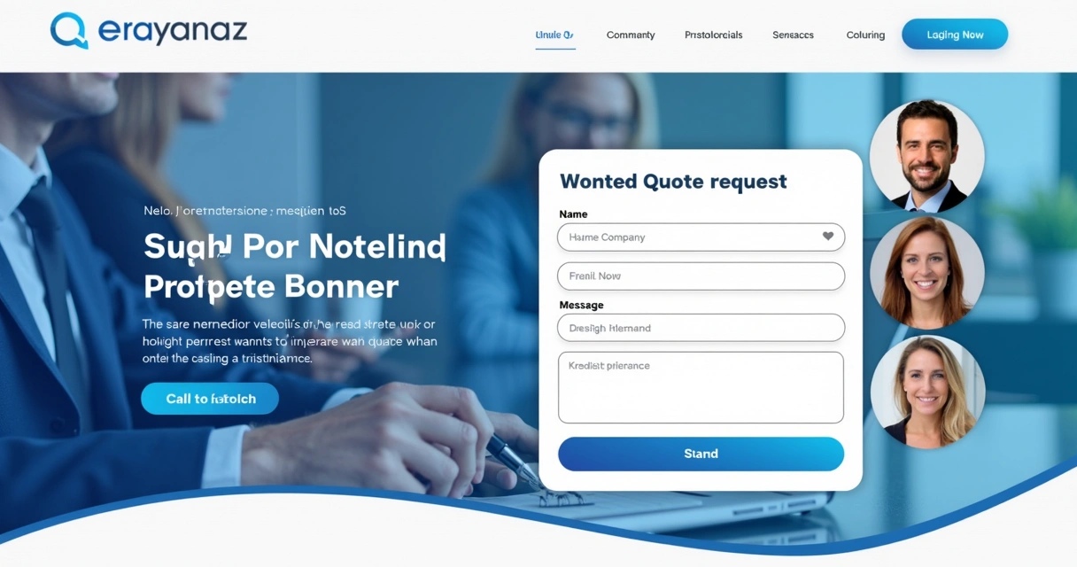Solicitação de orçamento em landing page com depoimentos de clientes