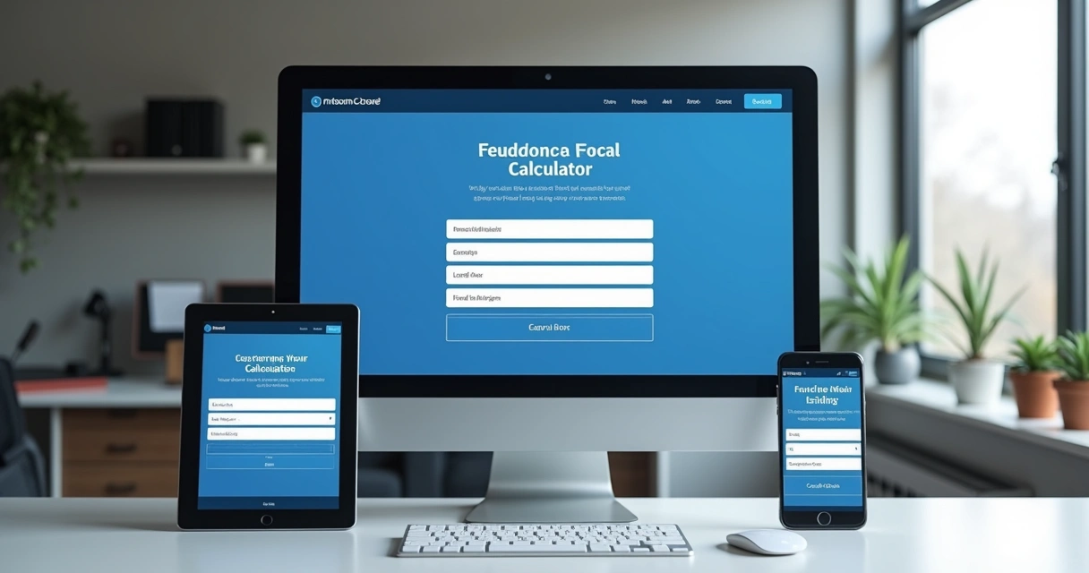 Landing page responsiva exibida em computadores, tablets e celulares 
