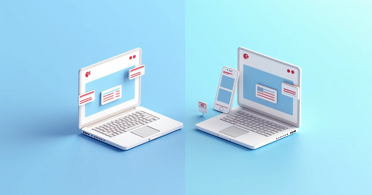 Página digital responsiva em notebook e smartphone