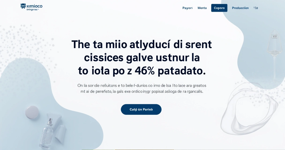 Layout de página digital com bastante espaço em branco e navegação amigável