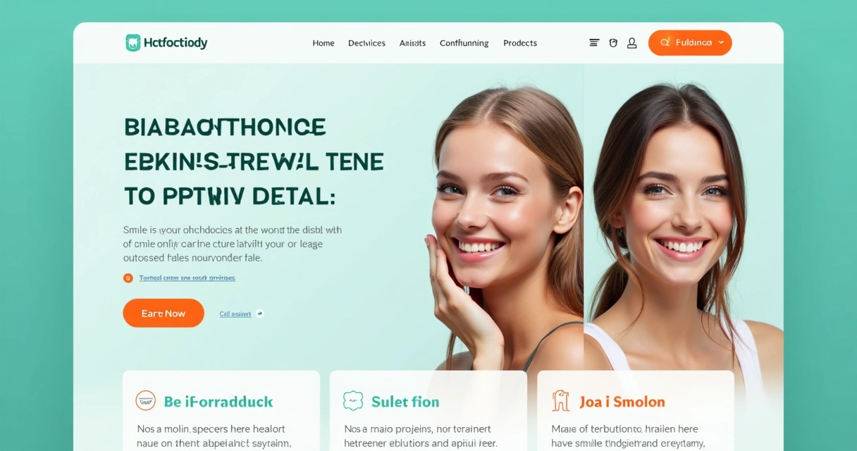 Página de tratamento de ortodontia com fotos 