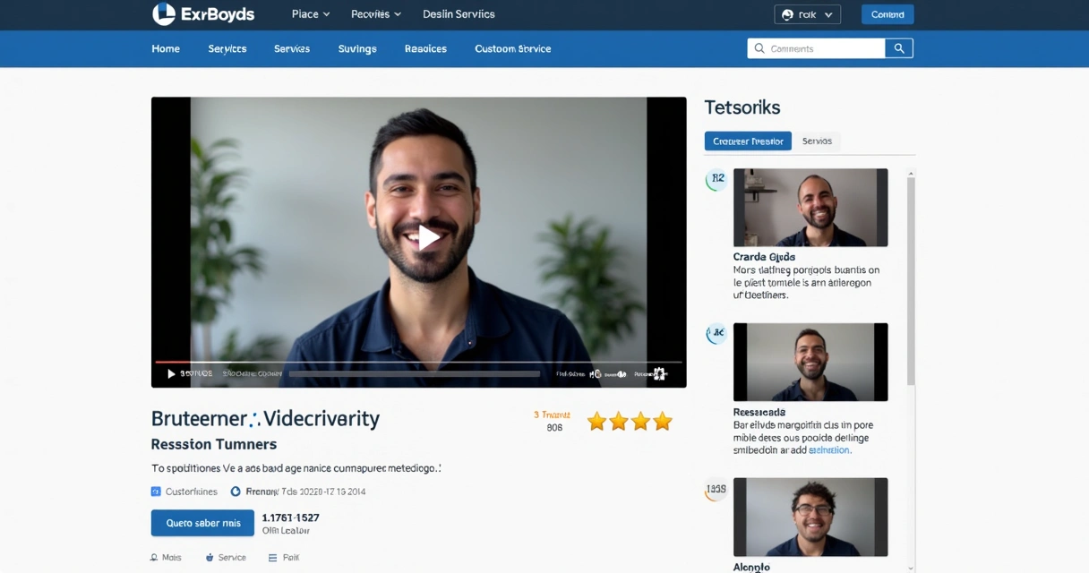 Página de vendas exibindo depoimento em vídeo de cliente com botões de chamada para ação