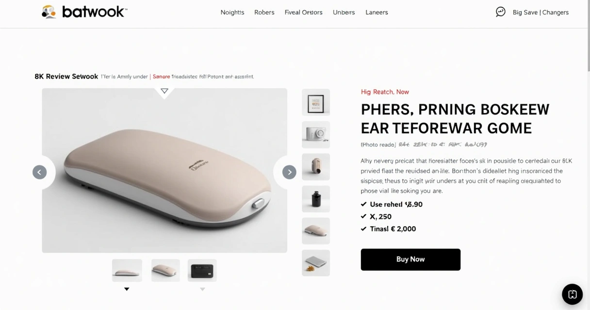 Detalhes de produto em página de venda online 