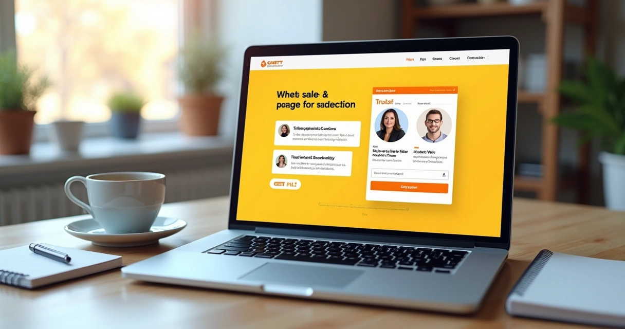 Página de vendas digital mostrando destaque para benefícios e prova social 