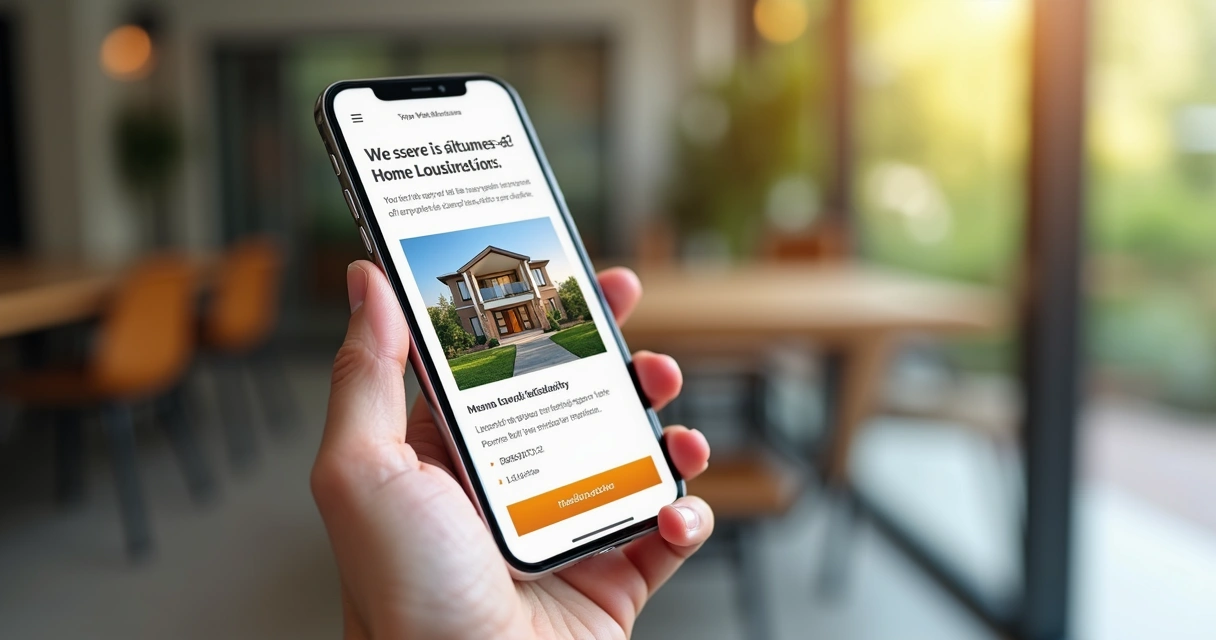 Landing page imobiliária exibida em celular 