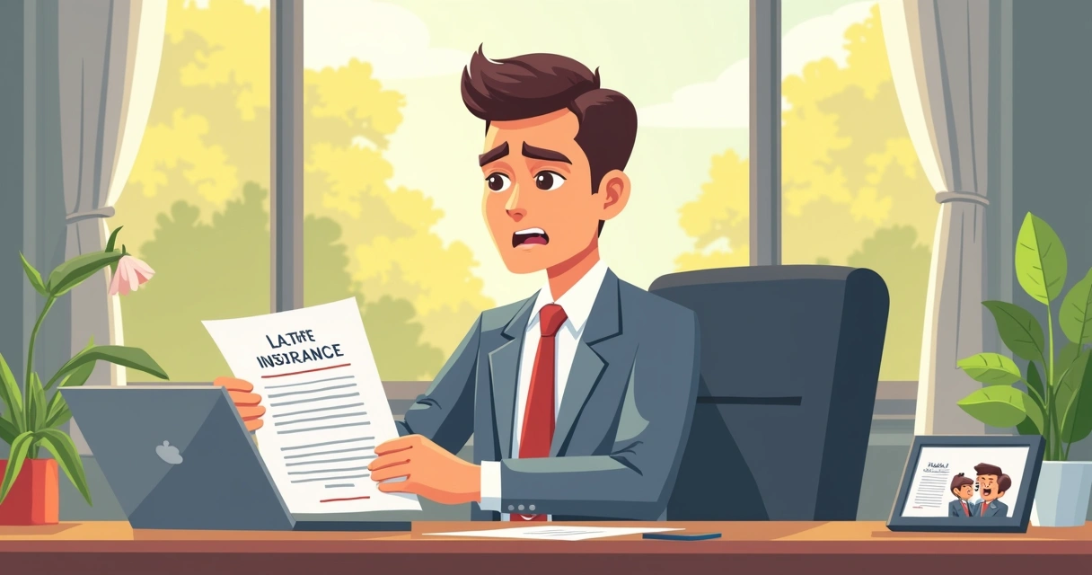 Homem de negócios revisando contratos de seguro em seu notebook 